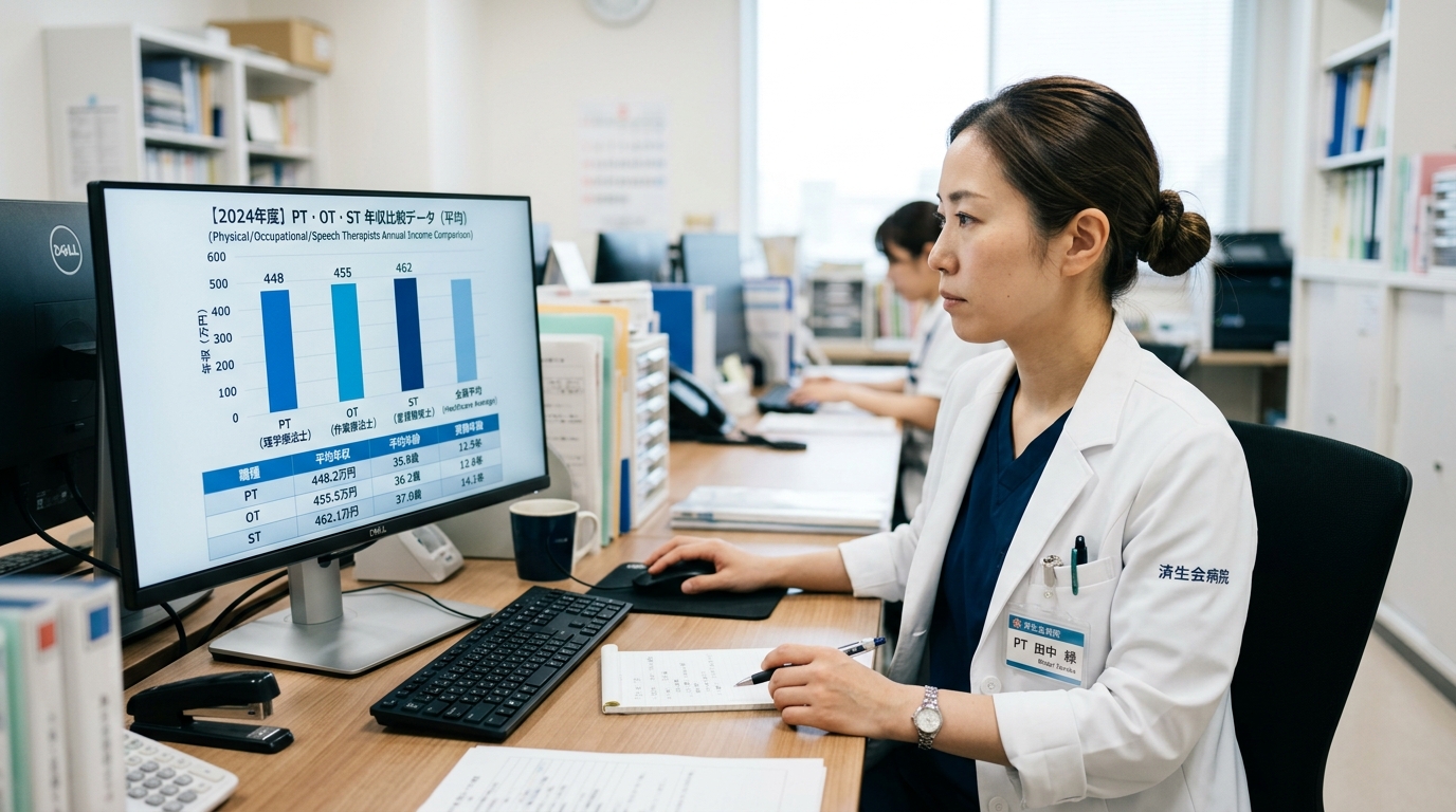 PT・OT・STの年収データを比較確認する医療専門職