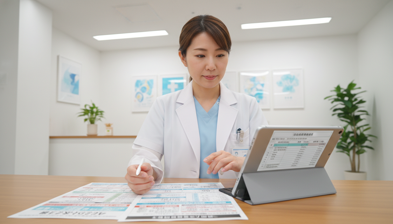 手当の金額を比較・確認する訪問看護師