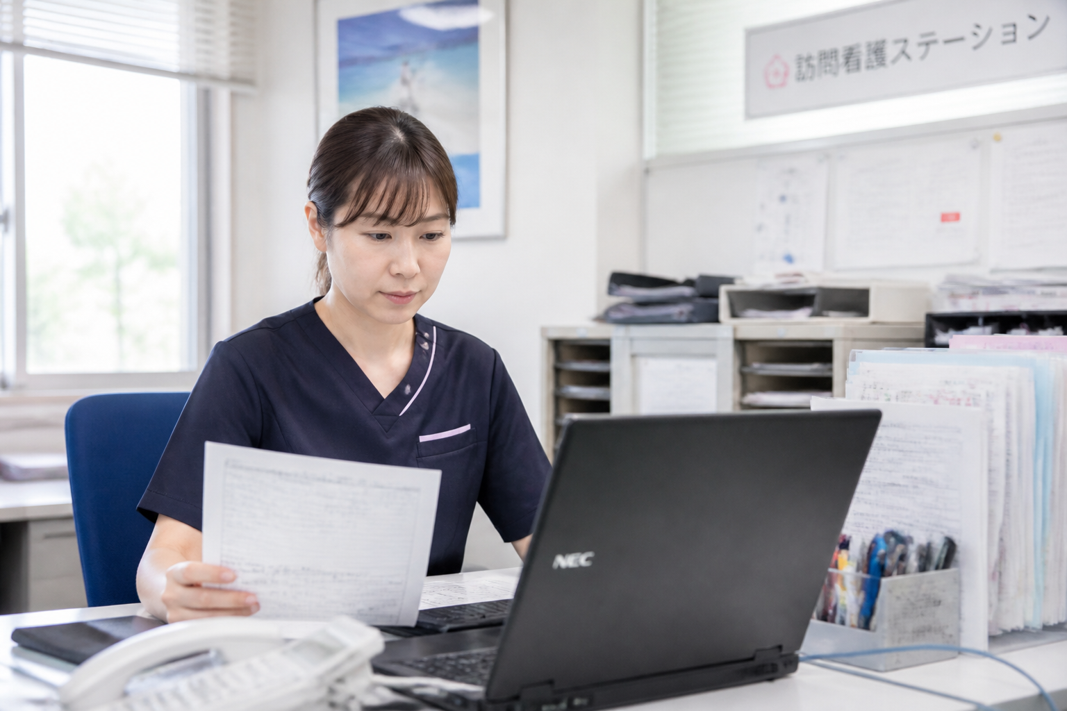 訪問看護の請求業務を行う看護師