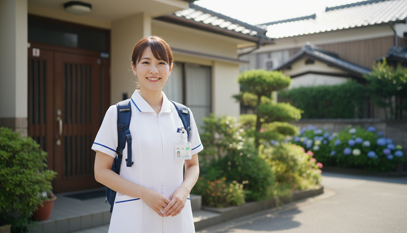 訪問看護師が利用者宅を訪問する様子