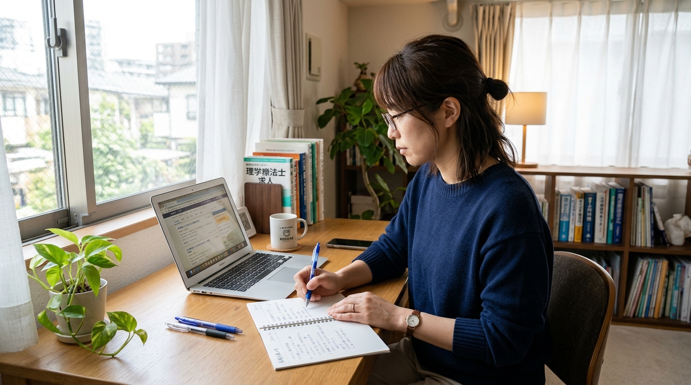 訪問リハビリ転職に向けて面接前の準備をするリハビリ職