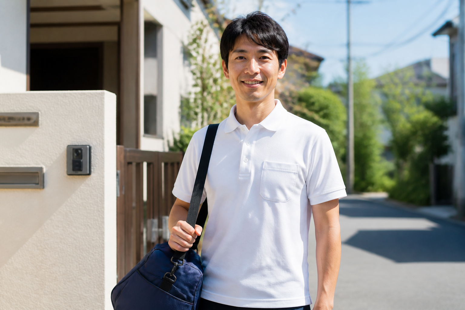 訪問リハビリに向かう日本人理学療法士